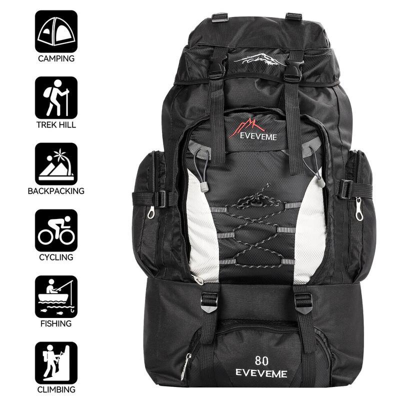 Hiking Backpack, 80L Large Capacity Trekking Rucksack, Waterproof Hiking Rucksack, Lightweight Outdoor Camping Daypack with Rain Cover for Mountaineering Touring 4