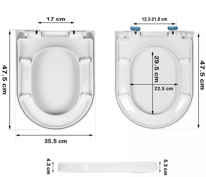 Soft Close White D Shape Toilet Seat with Quick Release Fixing Hinges for Bathroom Comfort 6