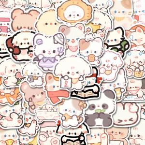 Cartoon Animal Pattern Sticker, 64pcs/set Cute Decorative Sticker, DIY Decals for Water Bottle, Laptop, Phone Case, Hand Ledger, Log Production, Ornaments