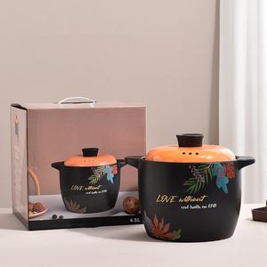 1 Set High Temperature Resistant Ceramic Stockpot with Lid, Double Handle Design for Even Heat Distribution, Ideal for Soups and Stews