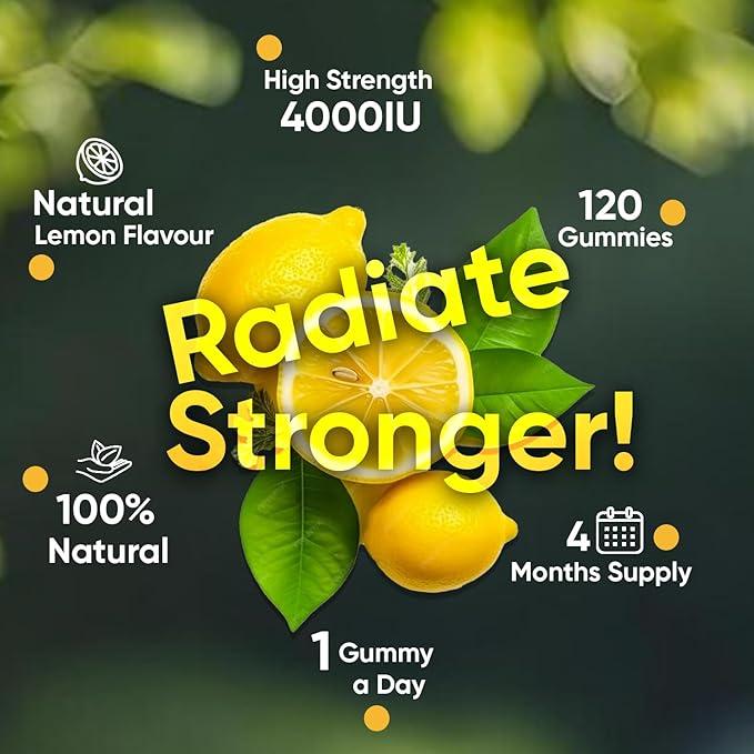 WeightWorld Vitamin D3 Gummies Adults 4000IU - Sugar-Free - 4 Months Supply - Natural Lemon Flavour - 120 Chewable Vitamin D3 Gummies - Vegetarian Friendly - High Strength Vitamin D Dietary Supplement - GMO & Gluten Free 2