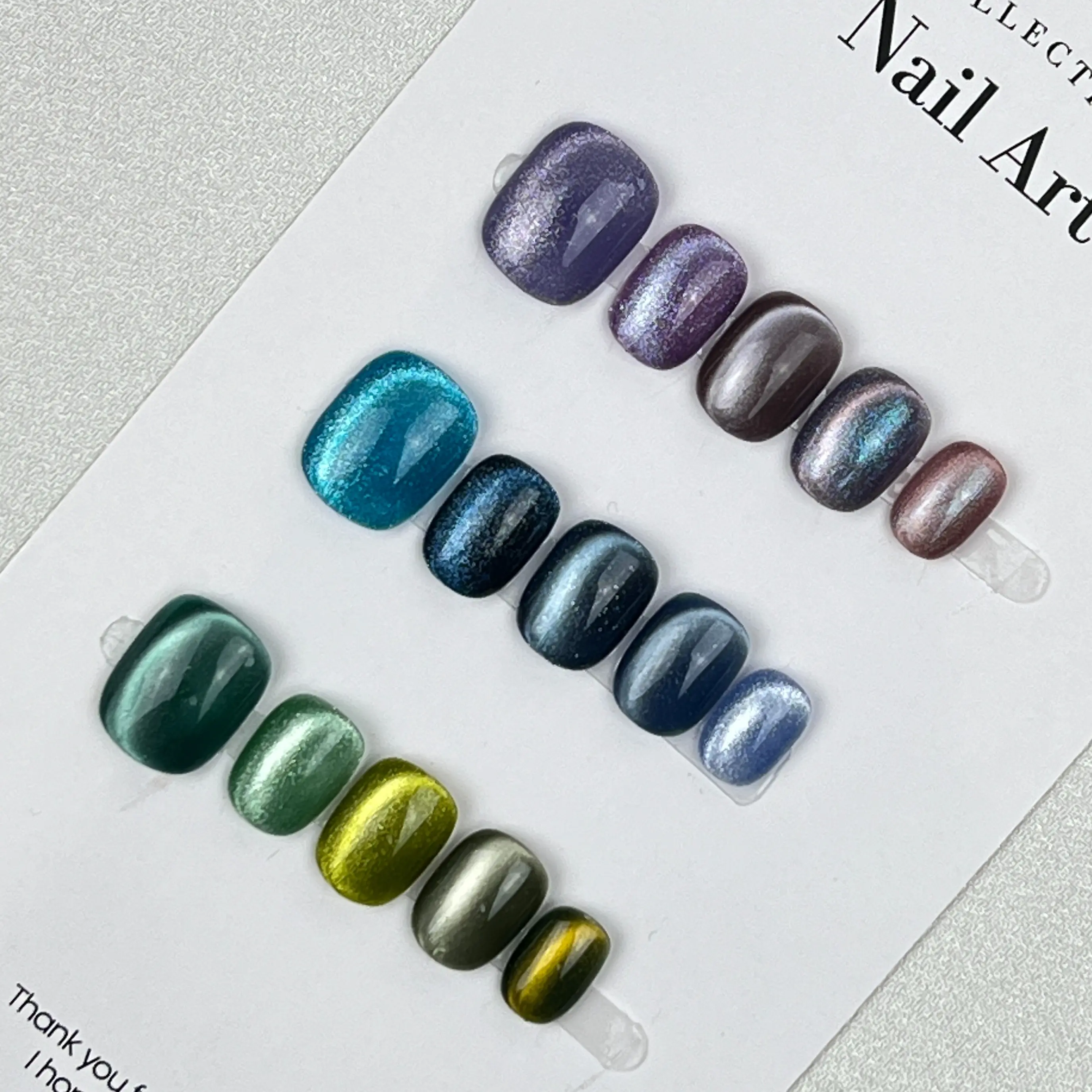 M09**Spring Color Cat Eye Nails in Short Squoval** - Handmade Press On Nails, Cat Eyes, Salon Acrylic Gel Quality, 10pcs, False Nails, Short Squoval - Nail Art - Nail Care By Illuminails