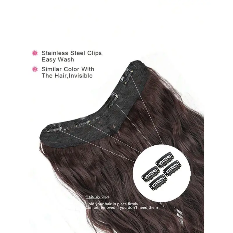 Hair Extensions Clip in Hair Extensions Wave  Hair Extensions Synthetic multiple sizes 4 Card  dark brown Hair Extensions Hairpieces for woman and girls 2