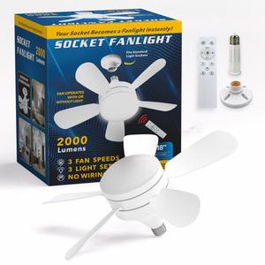 18-inch Straight Blade Fan Light with Remote Control, 3-speed Adjustment Ceiling Fan Light, Suitable for Living Room, Dining Room and Bedroom