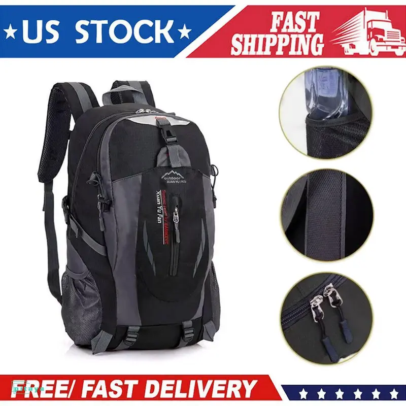 40L Large Waterproof Backpack Bag Camping Walking Hiking Outdoor Travel Rucksack 0
