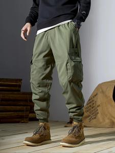 Men's Solid Flap Pocket Cargo Pants, Regular Fit Casual Street Fashion Trousers for Daily Wear, Men's Bottoms for Spring & Fall