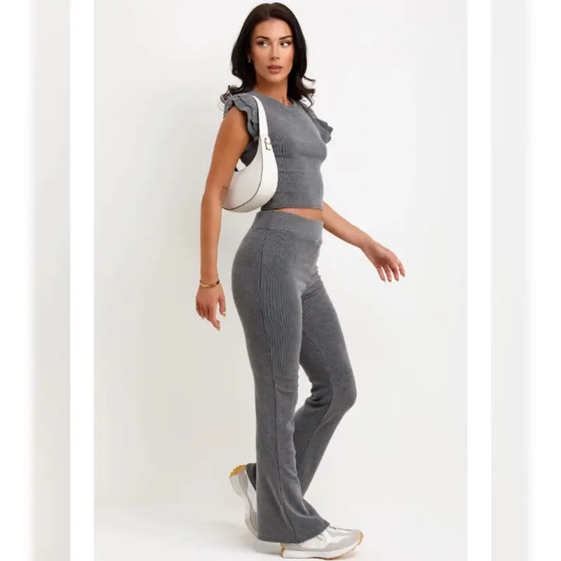 Women’s Frill Set with Flared High Waisted Leggings 1