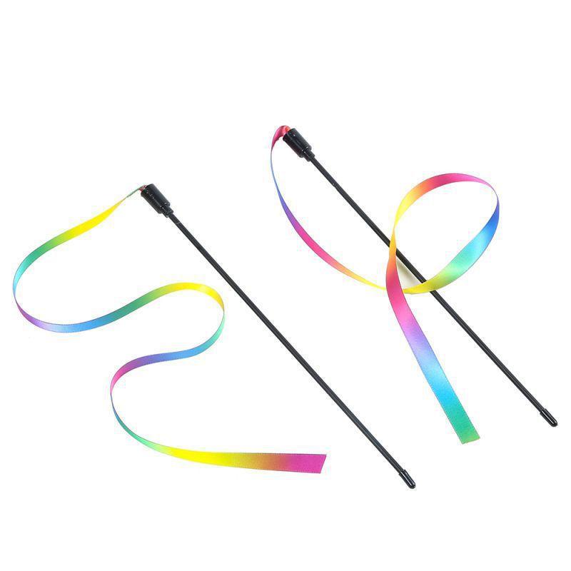 Product Introduction of Pet Cat Toys Cute Funny Rainbow Strips Stick Cat Teaser Wand  Pet Toys for Cats Interactive Toys Cat Supplies Pet Products 3