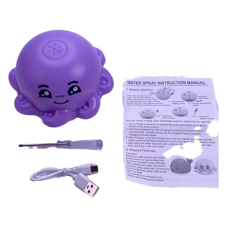 Douyin's same electric induction water spray ball, baby bath, bathroom light, music, water toy, spray whale 5