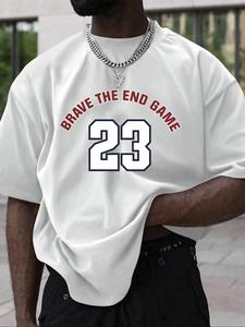 Men's Letter & Number Print Short Sleeve Tee, Loose Casual Crew Neck T-Shirt for Summer, Fashion Men's Top for Daily Wear