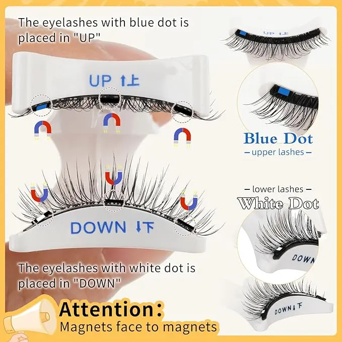 Magnetic-Eyelashes, 2 Pairs Reusable Magnetic Eyelashes with Applicator, curly lashes, Double Eyelashes,  No Glue Needed Magnetic-Lashes Natural Look,  Pre glued eyelashes,  Magnetic eyelashes Easy to Wear and Remove(Magnetic eyelashes kit style A3) 3