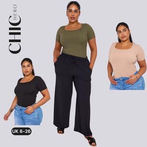 ChicHero Ribbed Square Neck Casual Comfort Short Sleeve Bodysuit Womenswear Elegance Fit Fitted Piece Polyester Style Tops