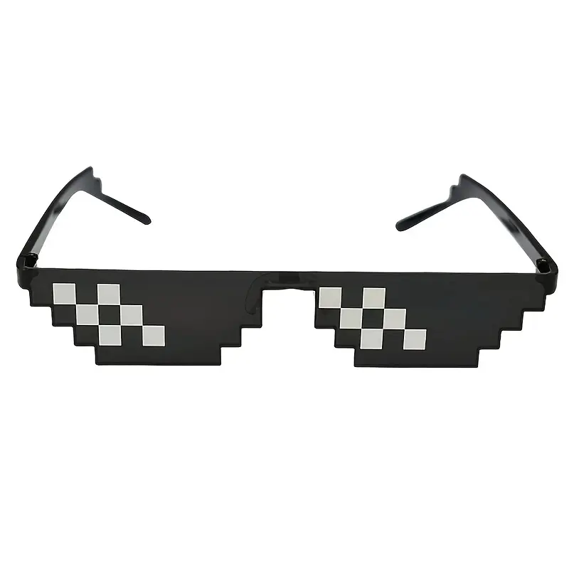 Mosaic Two-dimensional Pixel Thin Rimless Irregular Black Frame Fashion Glasses For Decoration 0