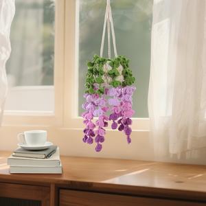 Lovely Crochet Handmade Plant Hanging for Car Rear View Mirror Interior Decor