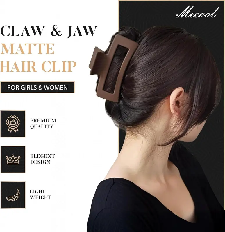 8 Pcs Hair Claw Clips for Women Ponytail Holder Headwear Hair styling Accessories for Straight, Curly, Wavy Hair | Non Slip Hair Clips Women | Hair Products for Women | Big Claw Clip Set 6