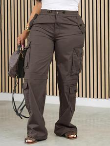 Women's Pocket Cargo Pants, Casual Streetwear Tactical Trousers for Daily Wear, Ladies Bottoms for All Seasons
