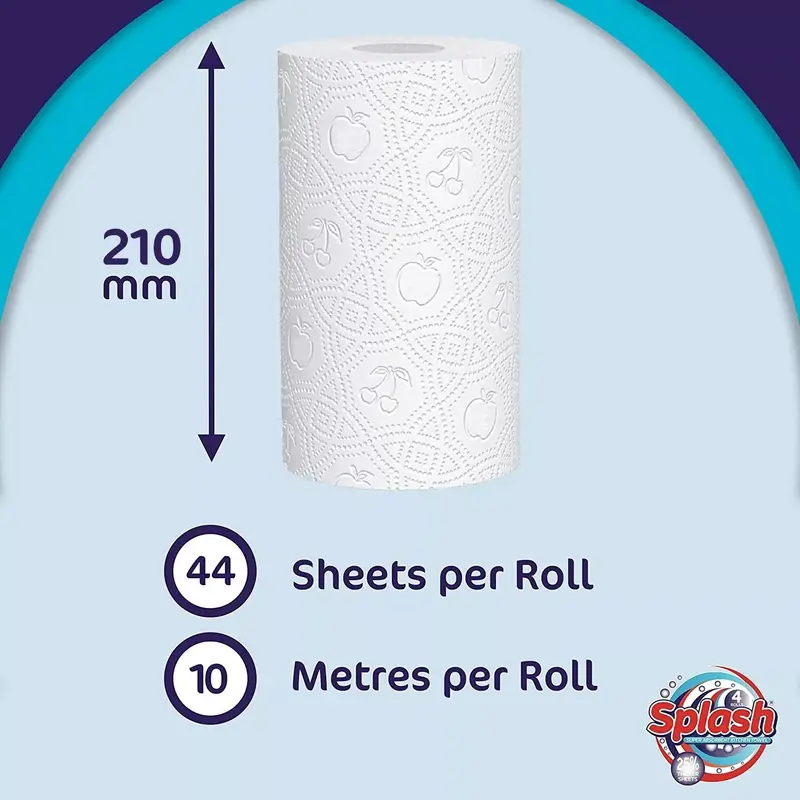 72 Roll Splash Kitchen Roll , White Paper Embossed, Strong & Functional Rolls 5