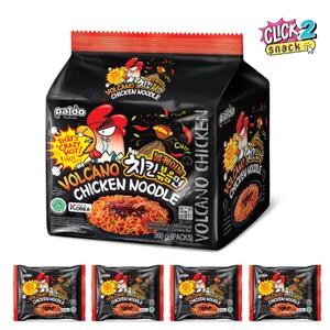 Paldo Volcano Chicken | Super Spicy Korean Noodles Pack of 4 instant ramen - Halal certified