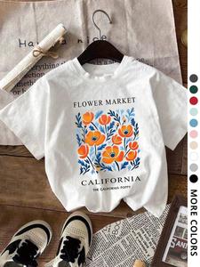 Women's Floral Print Round Neck Tee, Vintage Trendy Casual Short Sleeve T-shirt for Daily Wear, Ladies Summer Outfit, Top