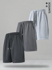 Men's Solid Color Knitting Shorts, Casual Comfy Breathable Straight Leg Shorts for Summer, Men's Bottoms for Daily Wear