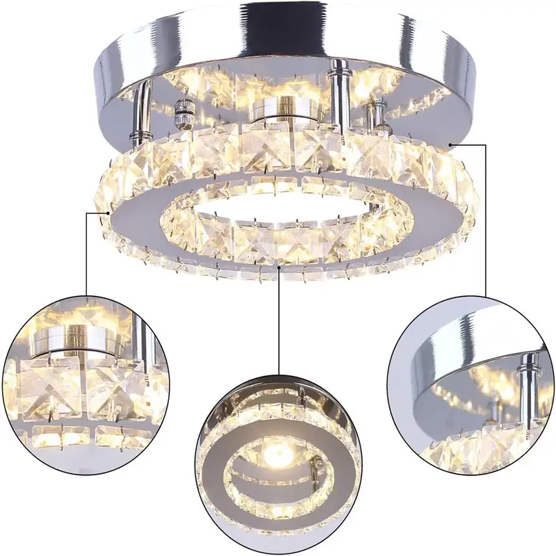 Modern LED Crystal Ceiling Light Chandelier Living Room Hallway Pendant Lamp 3