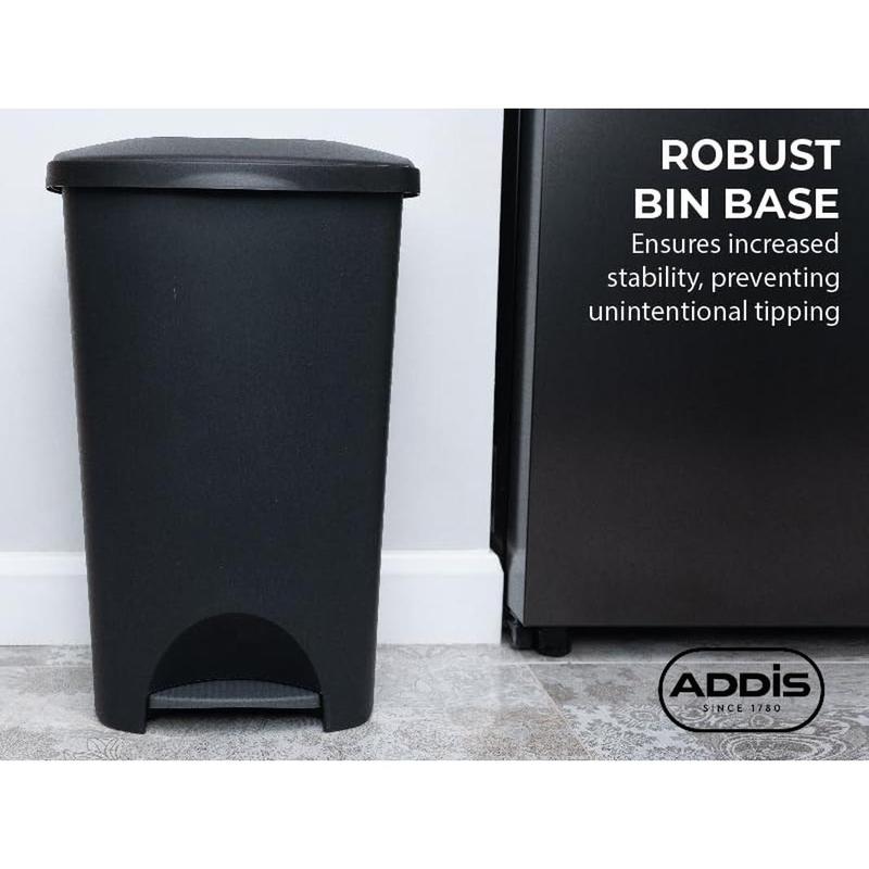 Plastic Family Kitchen Utility Bin, 50 Litre, New Black with Silver Pedal 3