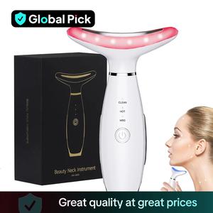 Festival Gifts, 3 Color LED Facial Massager, Beauty Neck Instrument, Skin Care Face Massager, Vibration for Skin Care and Double Chin, Winter & New Year Gift, Valentine's Day Gift