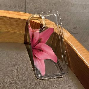 Clear Flower Pattern Phone Case, Shockproof Phone Protective Cover, Phone Accessory Compatible with iPhone 11 12 13 14 15 Pro Max, Casing