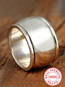 925 Sterling Silver Simple Style Plain Color Ring, Fashion Jewelry for Party, Daily Clothing Decor, Trendy All-match & Exquisite Jewelry for Birthday Gift, Girlfriend Gifts, Art Deco Engagement Ring, Statement Ring