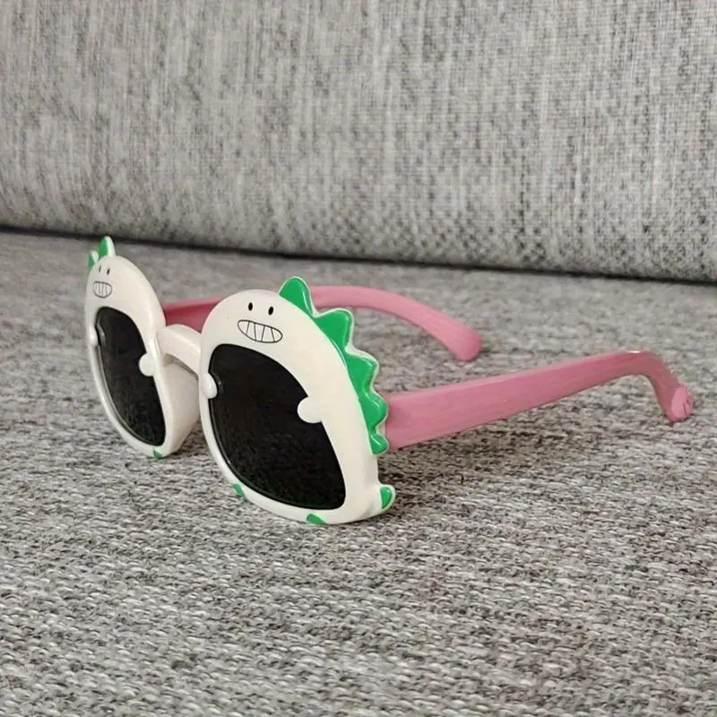 Adorable Dinosaur-Themed Youngsters' Fashion Glasses - Cute Cartoon Design with Purple Frame & Green Accents, Durable PC Material, Perfect for Boys & Girls 4