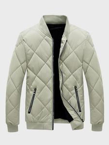 Men's Solid Zip Up Mock Neck Puffer Coat, Loose Casual Thermal Coat for Daily Outdoor Life, Men Winter Clothing, Cold Weather Gear, Menswear, Drippy Outfits, Going Out Outfit