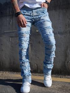 Men's Ripped Jeans, Casual Comfy Jeans for Daily Wear, Fashion Men's Bottoms for All Seasons