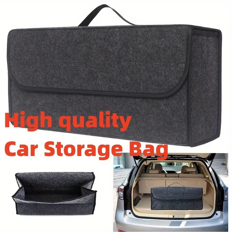 Gray Anti Slip Compartment Boot Storage Organizer Tool Car Storage Bag Car Trunk Organizer Soft Felt Storage Box Car Accessories 4