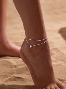 Adjustable Heart Charm Ankle Chain, Fashionable Tiered Layer Anklet for Women & Girls,  for Party, Daily Decor, Trendy All-match & Exquisite Jewelry for Gift