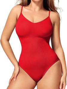 Women's Solid Color Open Crotch Snap Button Closure Shapewear Bodysuit, High Stretch Adjustable Spaghetti Strap Tummy Control Butt Lifting Shaper, Ladies High Waisted Shapewear