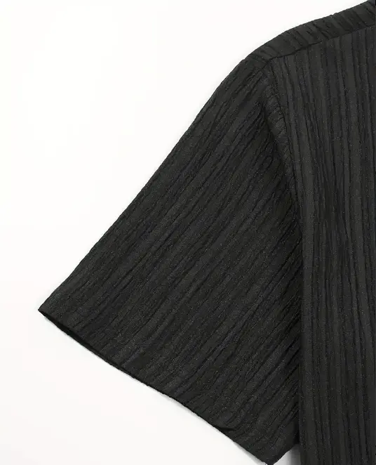 Men's casual striped short-sleeved sports suit with button-down shirt collar and elastic waistband pants, made of polyester textile elastane blend, summer two-piece suit 4