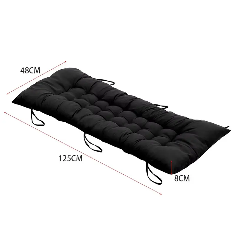 125cm Thick Soft Comfortable Chaise Lounge Chair Cushion, Black 3