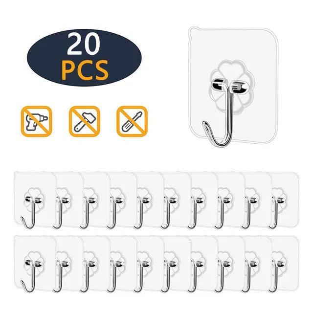 🔑 10/20Pcs Transparent Self-Adhesive Wall Hooks – Strong Suction Cup Hangers for Kitchen & Bathroom 2