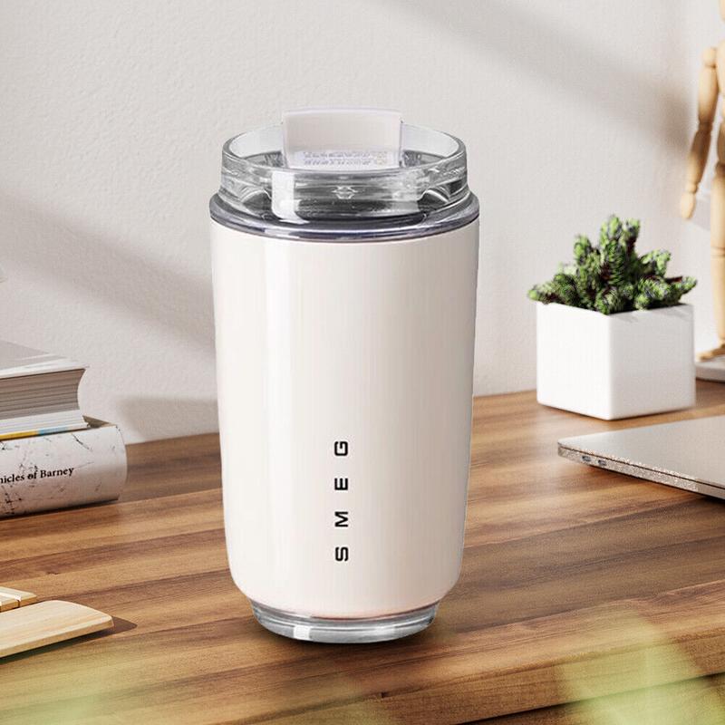 Puraville Insulated Tumblers with Lid, 240ml Travel Coffee Mug Stainless Steel Vacuum Cup, Leak Proof Reusable Double Walled Coffee Tumbler for Iced and Hot Drinks, Cream 3