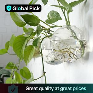 Wall Mounted Glass Planter without Plants, Round Glass Vase for Wall Decor, Wall Ornaments, Home Office Decoration Supplies, Hanging Planters, Hanging Plant Pot
