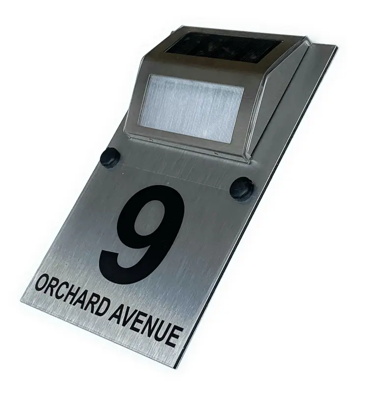 STYLISH LED SOLAR HOUSE SIGN PLAQUE DOOR NUMBER STREET NAME CUSTOMISED SIGN 2