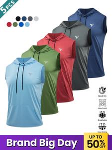 Men's Solid Color Hooded Sports Tank Top, Casual Breathable Quick Drying Sports Top for Gym Workout Running Cycling Fishing, Men's Sportswear for Summer, Gym Wear, Breathable Workout Tops, Breathable Activewear, Athletic Top, Breathable Athletics
