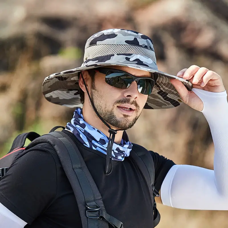 Camouflage Bucket Hat for Men Outdoor Hiking Cycling Safari Breathable Visor Cap CAP FOR MEN Women Summer Sun Protection Hat 5