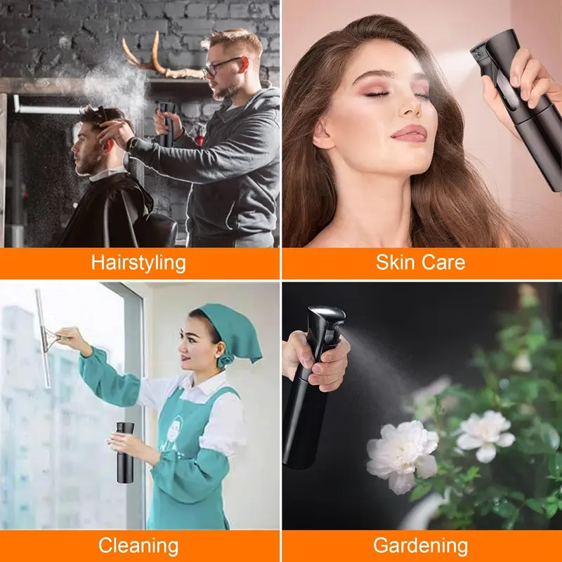 200ml Small Water Spray Bottles, 1 Pcs Continuous Mist Empty Hair Spray Bottles for Cleaning, Curly Hair, Plants, Black 5