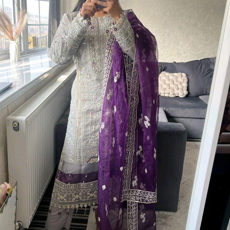 organza party outfit Womenswear with organza duppatta  Formal Dress Long Sleeve 0