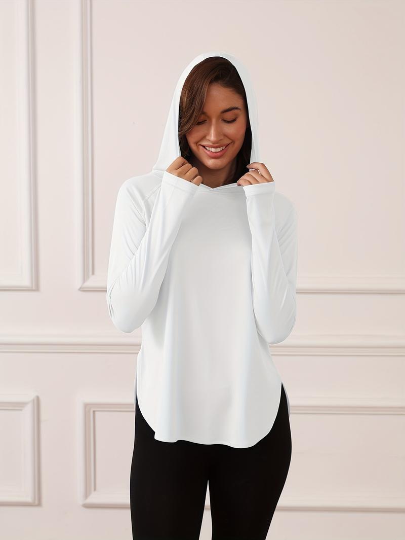 Product Introduction of Women'S Sun Protection Hoodie - 100% Polyester Knit Fabric, UV Protection, Lightweight, Slight Stretch, Solid Color, Ideal for Cycling & Outdoor Activities, 105g/m² 6