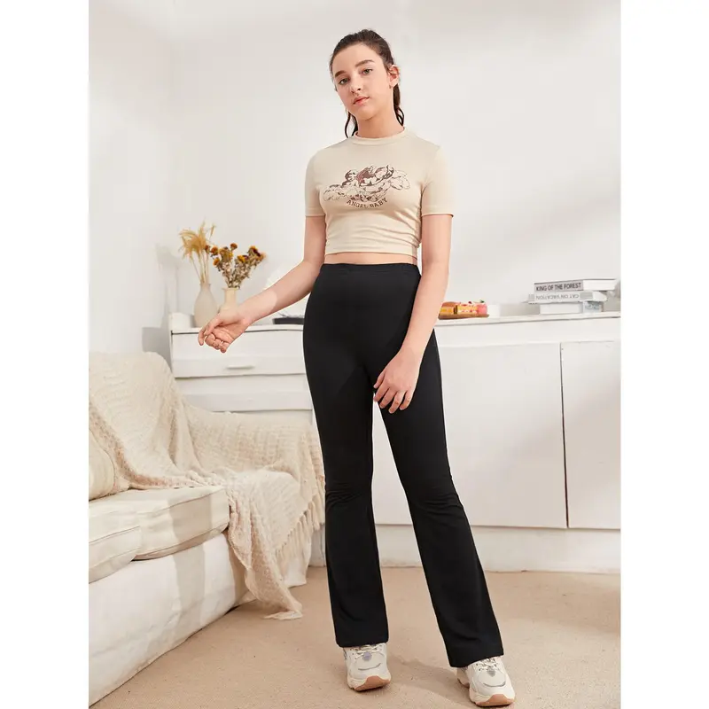 Teen Girls Solid Flare Leg Trousers 3