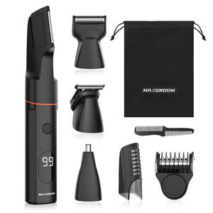 Professional Electric Hair Trimmer Kit, Waterproof Body Hair Shaver with LED Display, Type-C USB Rechargeable Grooming Kit for Men