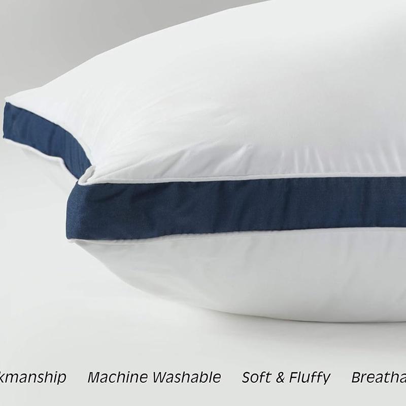 Pack of 2 Premium Egyptian Cotton Box Pillows Hotel Quality Pillow for Back Stomach Side Sleepers Down Alternative Filing Bed Pillow Hypoallergenic Breathable Washable Cover 5