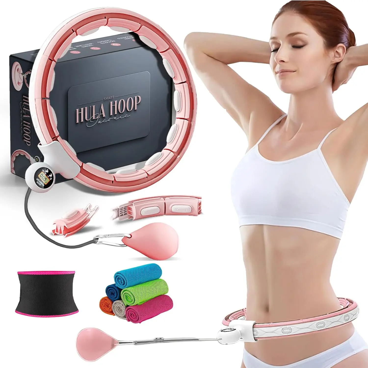 Fitness Hula Hoops, Weighted Hula Hoop For Adults 360 Degree Auto-Spinning Ball Massage, Infinity Hoop